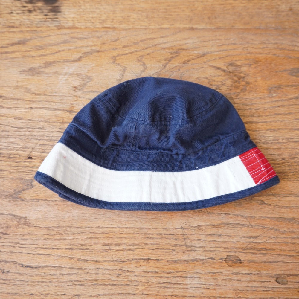 Vintage Tommy Hilfiger 90s Kids S/M Bucket Hat Blue Colorblock Cotton Twill Hat